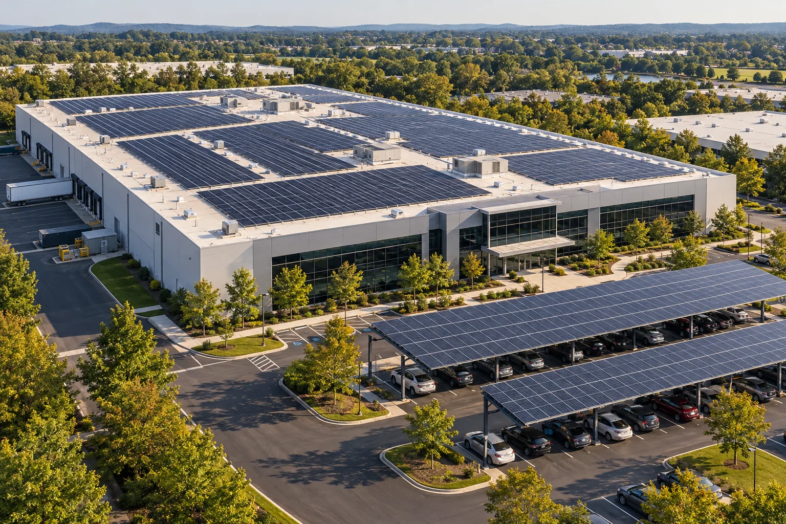 Commercial rooftop and carport solar concept